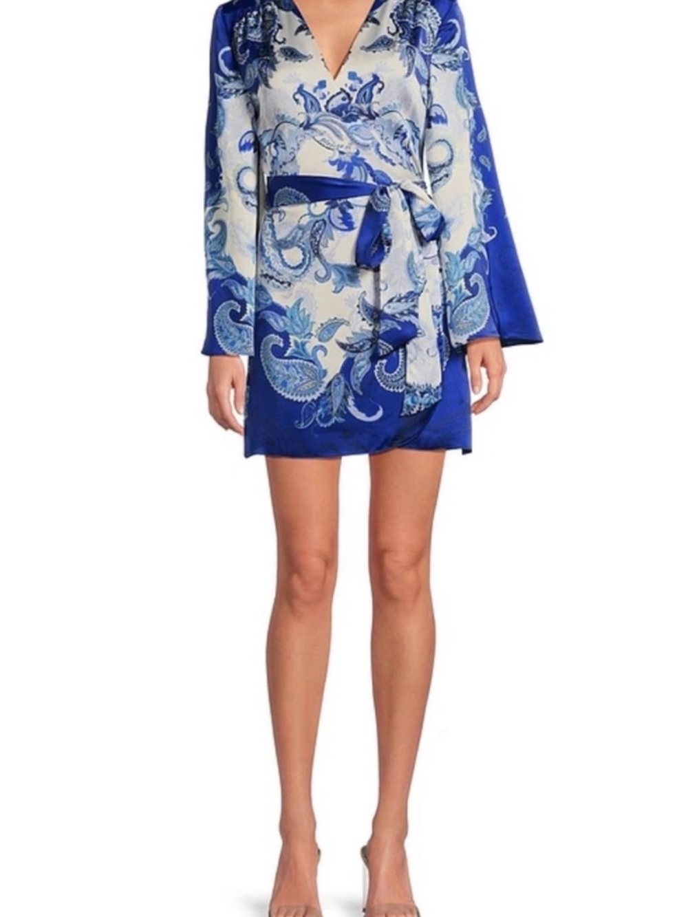 NWT ‘something blue’ Satin V-Neck Mini Wrap Dress from the brand Gianni Bini💙